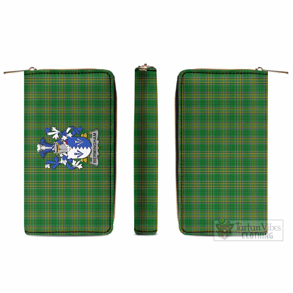 Tartan Vibes Clothing Bermingham Irish Clan Tartan Women's Leather Wallet with Coat of Arms