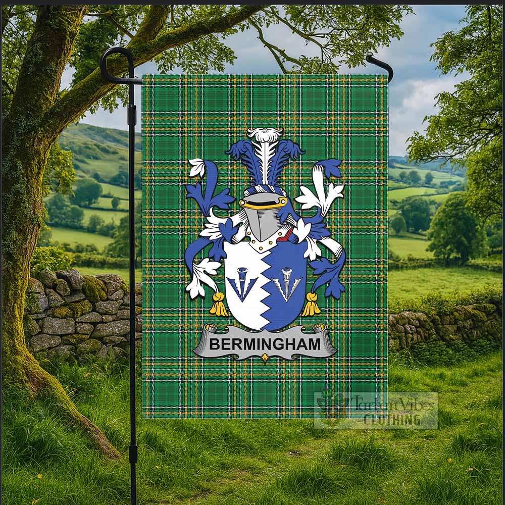 Bermingham Irish Clan Tartan Flag with Coat of Arms