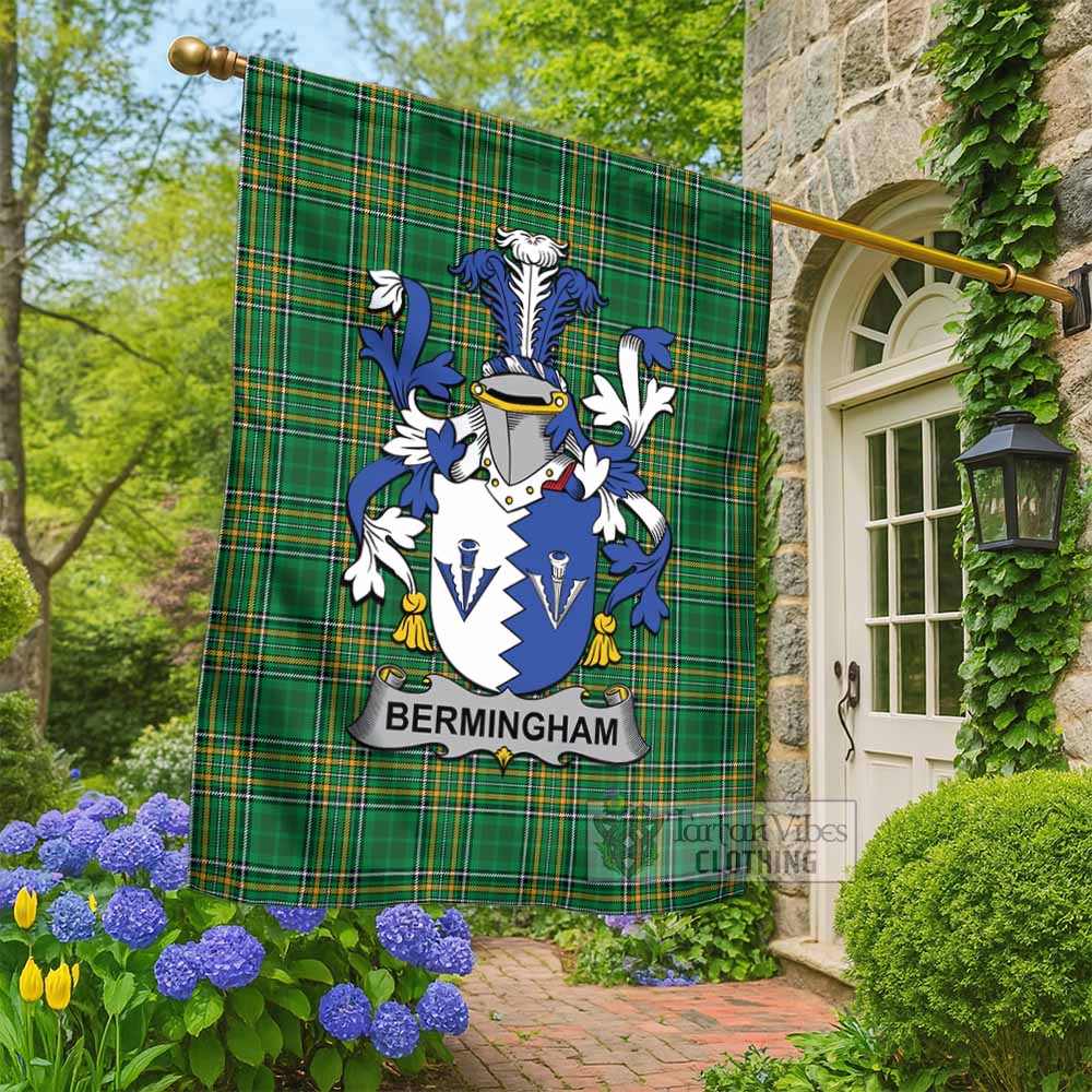 Bermingham Irish Clan Tartan Flag with Coat of Arms
