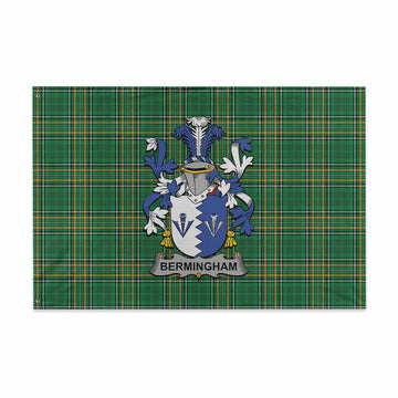 Bermingham Irish Clan Tartan House Flag with Coat of Arms