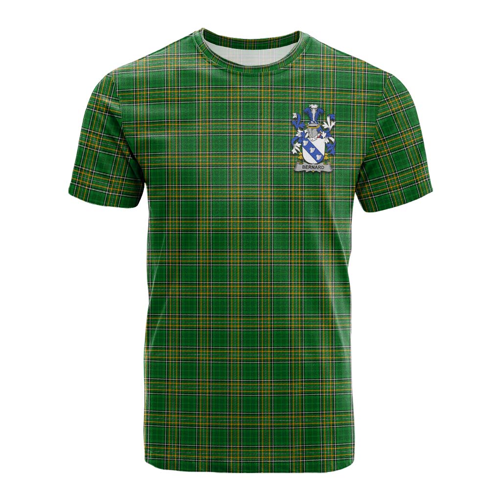 Tartan Vibes Clothing Bernard Irish Clan Tartan Cotton T-shirt with Coat of Arms