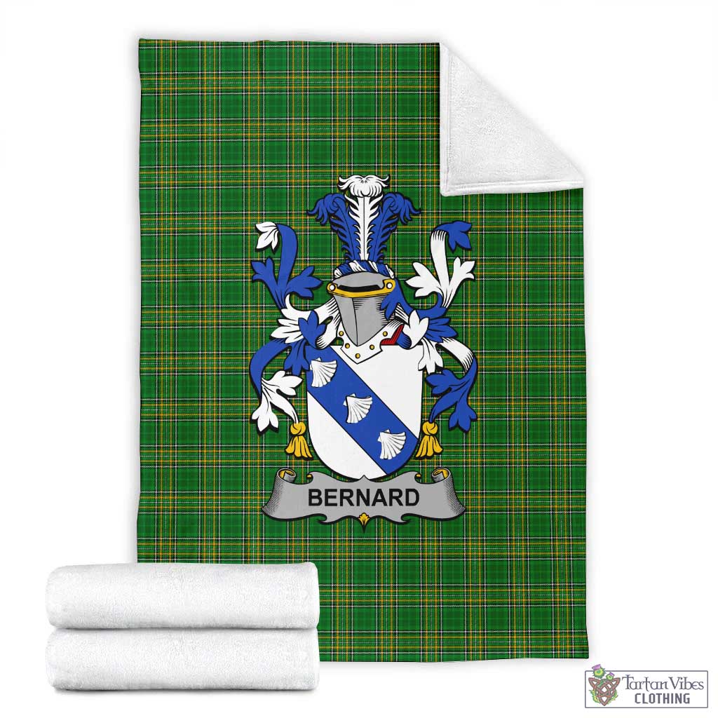 Tartan Vibes Clothing Bernard Irish Clan Tartan Blanket with Coat of Arms