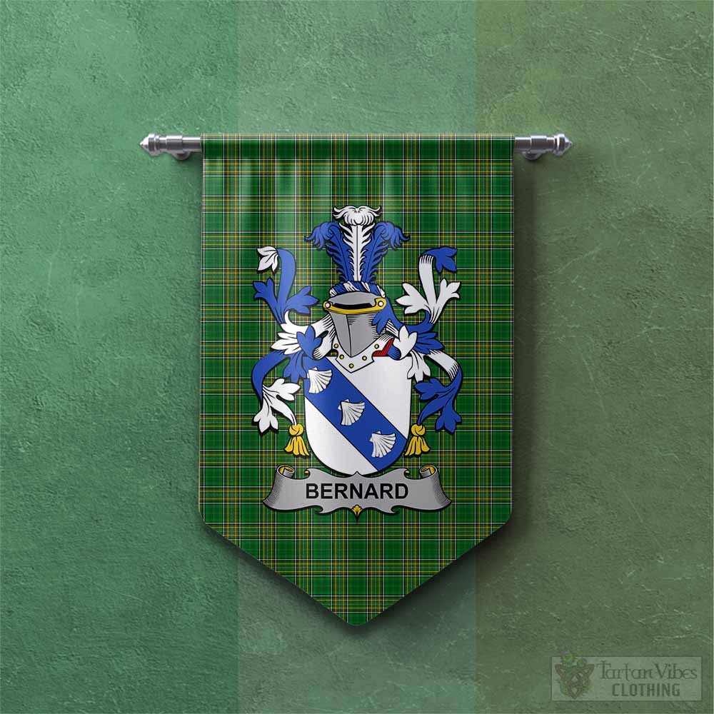 Tartan Vibes Clothing Bernard Irish Clan Tartan Gonfalon, Tartan Banner with Coat of Arms