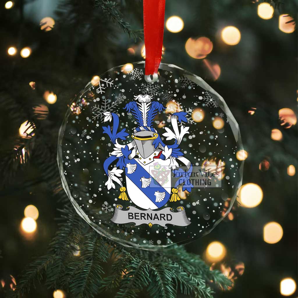 Tartan Vibes Clothing Bernard Irish Clan Christmas Glass Ornament with Coat of Arms