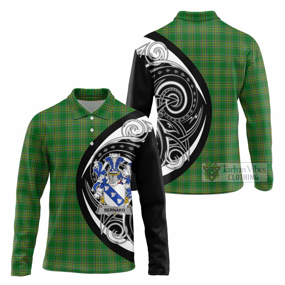 Tartan Vibes Clothing Bernard Irish Clan Long Sleeve Polo Shirt Celtic Circle Style