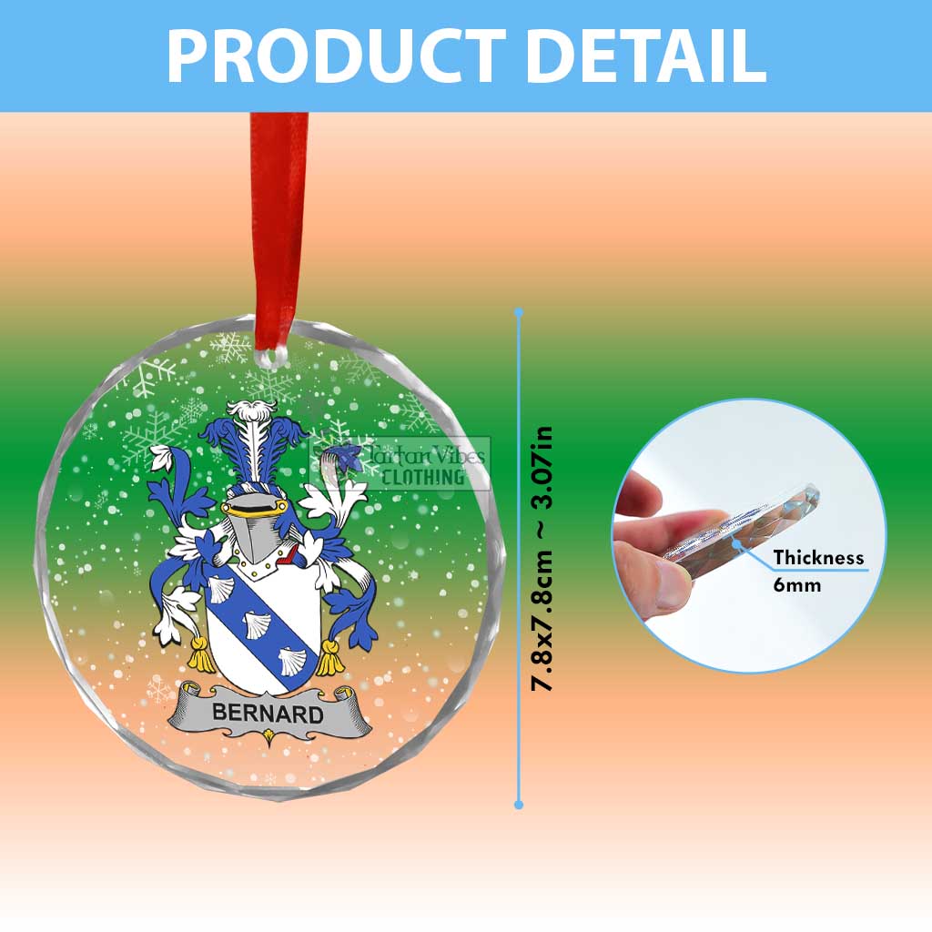 Tartan Vibes Clothing Bernard Irish Clan Christmas Glass Ornament with Coat of Arms