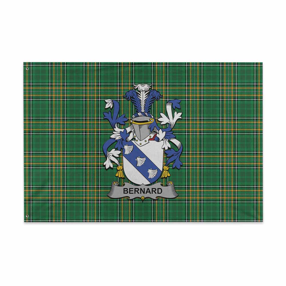 Tartan Vibes Clothing Bernard Irish Clan Tartan House Flag with Coat of Arms