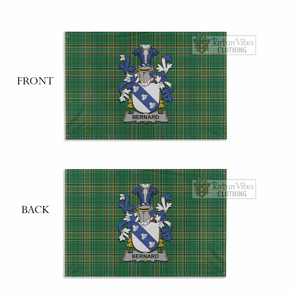 Tartan Vibes Clothing Bernard Irish Clan Tartan House Flag with Coat of Arms