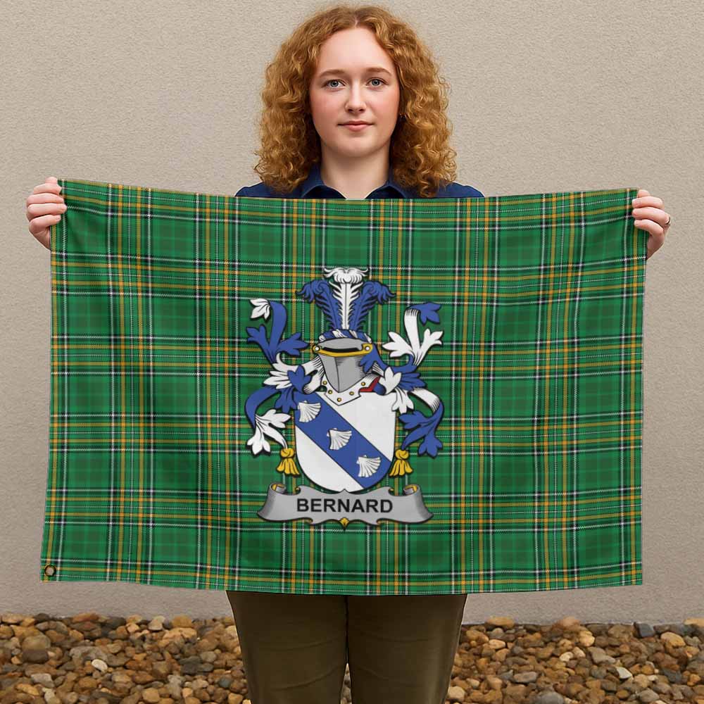 Tartan Vibes Clothing Bernard Irish Clan Tartan House Flag with Coat of Arms