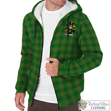Tartan Vibes Clothing Best Ireland Clan Tartan Sherpa Hoodie with Coat of Arms
