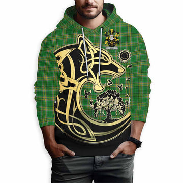 Best Irish Tartan Hoodie with Coat of Arms Celtic Wolf Style