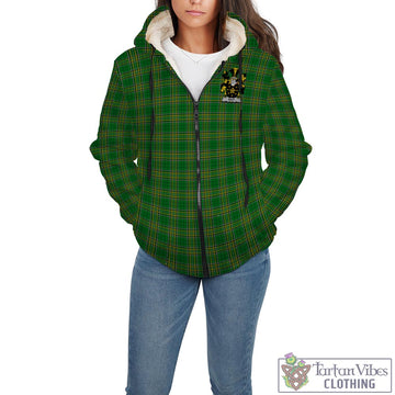 Tartan Vibes Clothing Best Ireland Clan Tartan Sherpa Hoodie with Coat of Arms