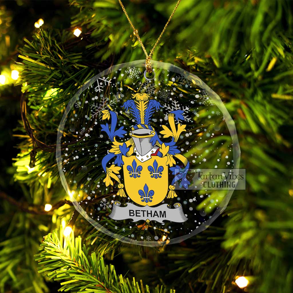 Tartan Vibes Clothing Betham Irish Clan Christmas Glass Ornament with Coat of Arms