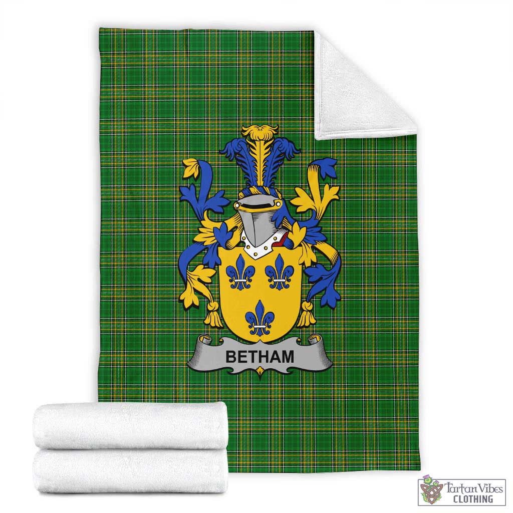 Betham Irish Clan Tartan Blanket with Coat of Arms X-Large 59 x 79 inches 150 x 200 cm - Tartan Vibes Clothing