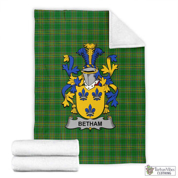 Tartan Vibes Clothing Betham Irish Clan Tartan Blanket with Coat of Arms