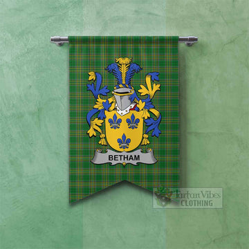 Betham Irish Clan Tartan Gonfalon, Tartan Banner with Coat of Arms