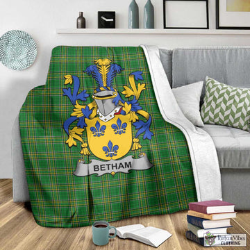 Tartan Vibes Clothing Betham Irish Clan Tartan Blanket with Coat of Arms