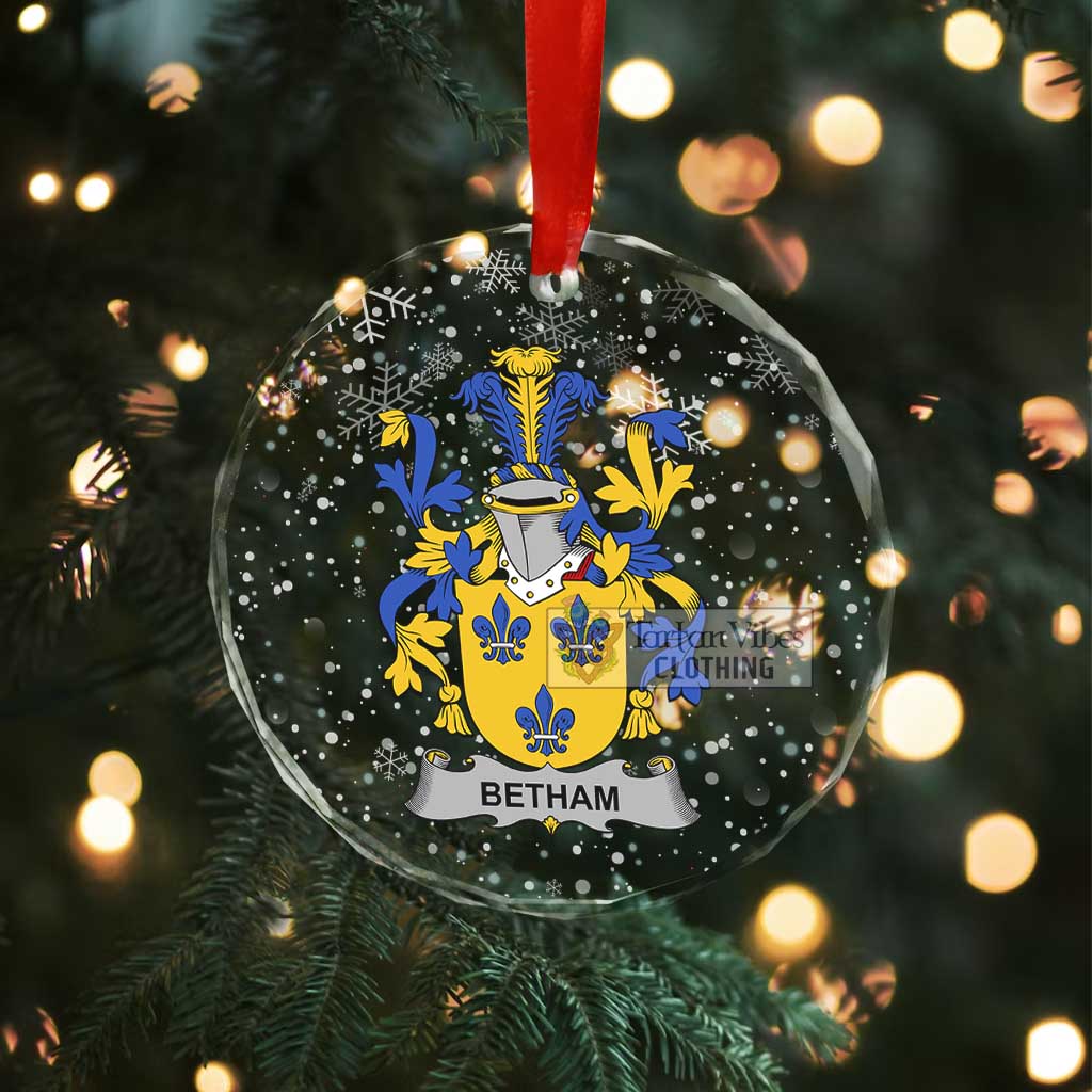 Tartan Vibes Clothing Betham Irish Clan Christmas Glass Ornament with Coat of Arms