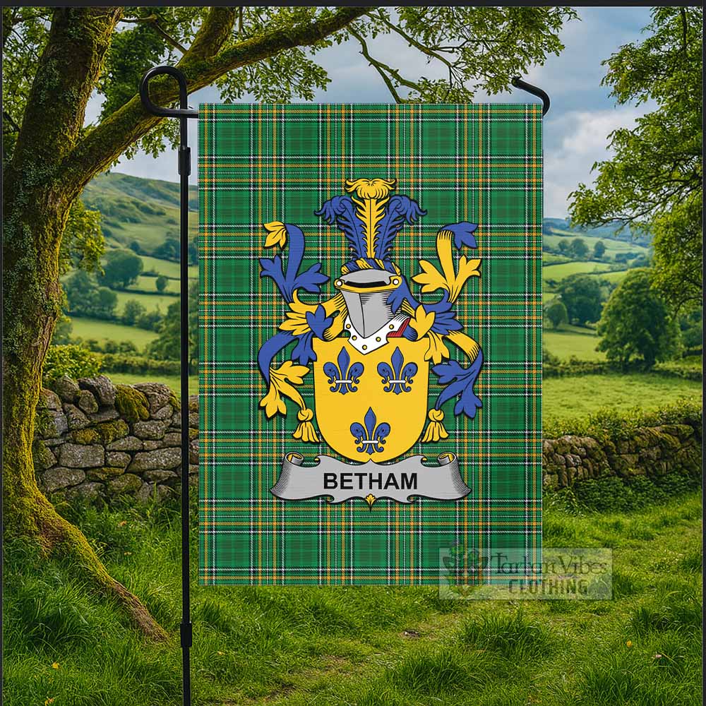Betham Irish Clan Tartan Flag with Coat of Arms