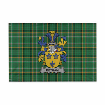 Betham Irish Clan Tartan House Flag with Coat of Arms