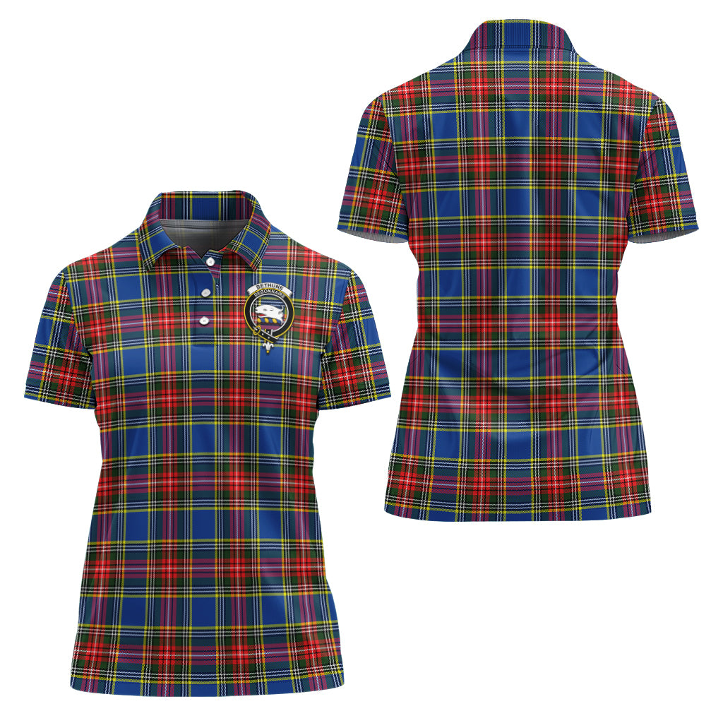 Bethune Tartan Polo Shirt with Family Crest For Women Women - Tartanvibesclothing
