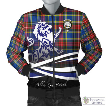 Tartan Vibes Clothing Bethune Tartan Bomber Jacket with Alba Gu Brath Regal Lion Emblem
