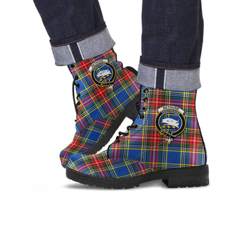 Bethune Tartan Leather Boots with Family Crest