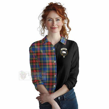 Bethune Tartan Women's Casual Shirt with Family Crest and Half Of Me Style