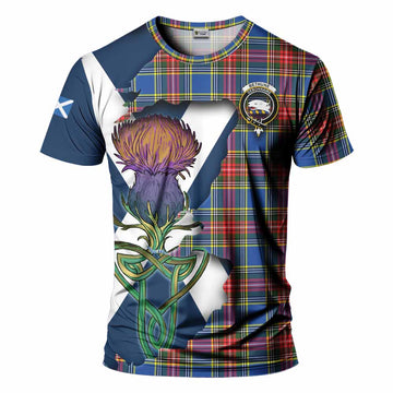 Tartan Vibes Clothing Bethune Tartan Family Crest T-Shirt Scottish Thistle Celtic Inspired