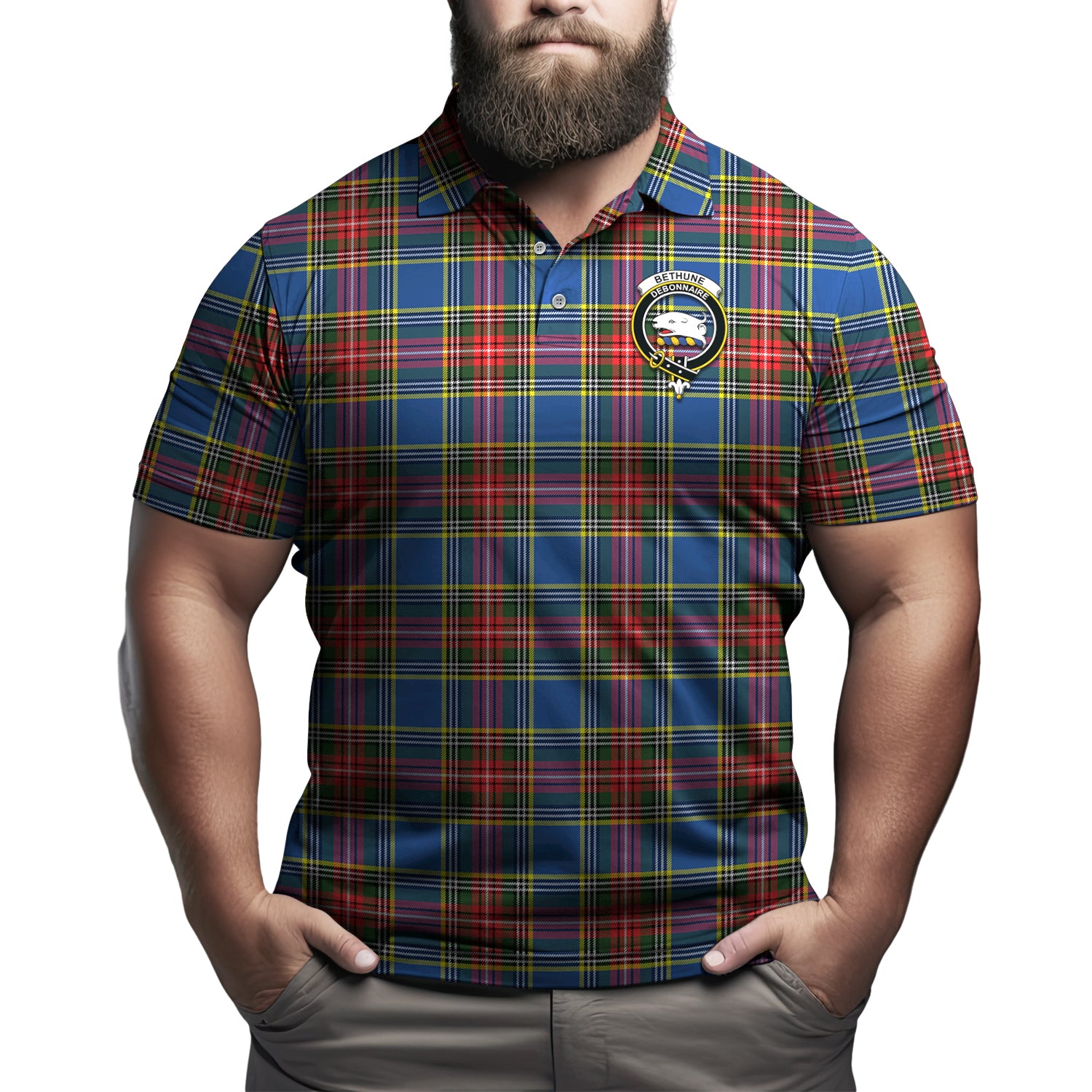 Bethune Tartan Men's Polo Shirt with Family Crest Kid - Tartan Vibes Clothing