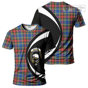 Tartan Vibes Clothing Bethune Tartan T-Shirt with Family Crest Circle Style
