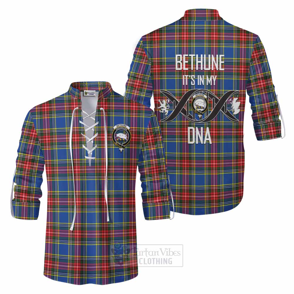 Tartan Vibes Clothing Bethune Tartan Ghillie Kilt Shirt with Family Crest DNA In Me Style