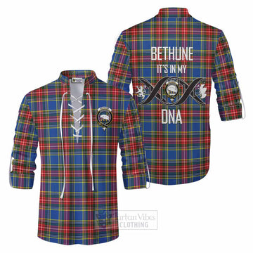 Tartan Vibes Clothing Bethune Tartan Ghillie Kilt Shirt with Family Crest DNA In Me Style