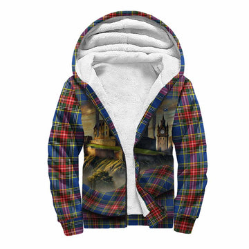 Bethune Tartan Family Crest Sherpa Hoodie with Scottish Ancient Castle Style
