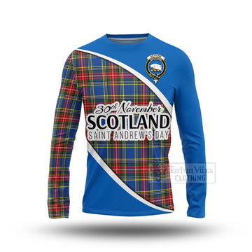 Tartan Vibes Clothing Bethune Family Crest Tartan Long Sleeve T-Shirt Celebrate Saint Andrew's Day in Style