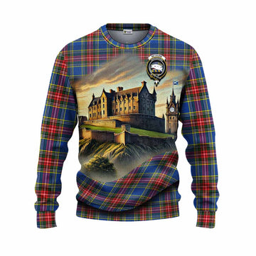Tartan Vibes Clothing Bethune Tartan Family Crest Knitted Sweater with Scottish Ancient Castle Style