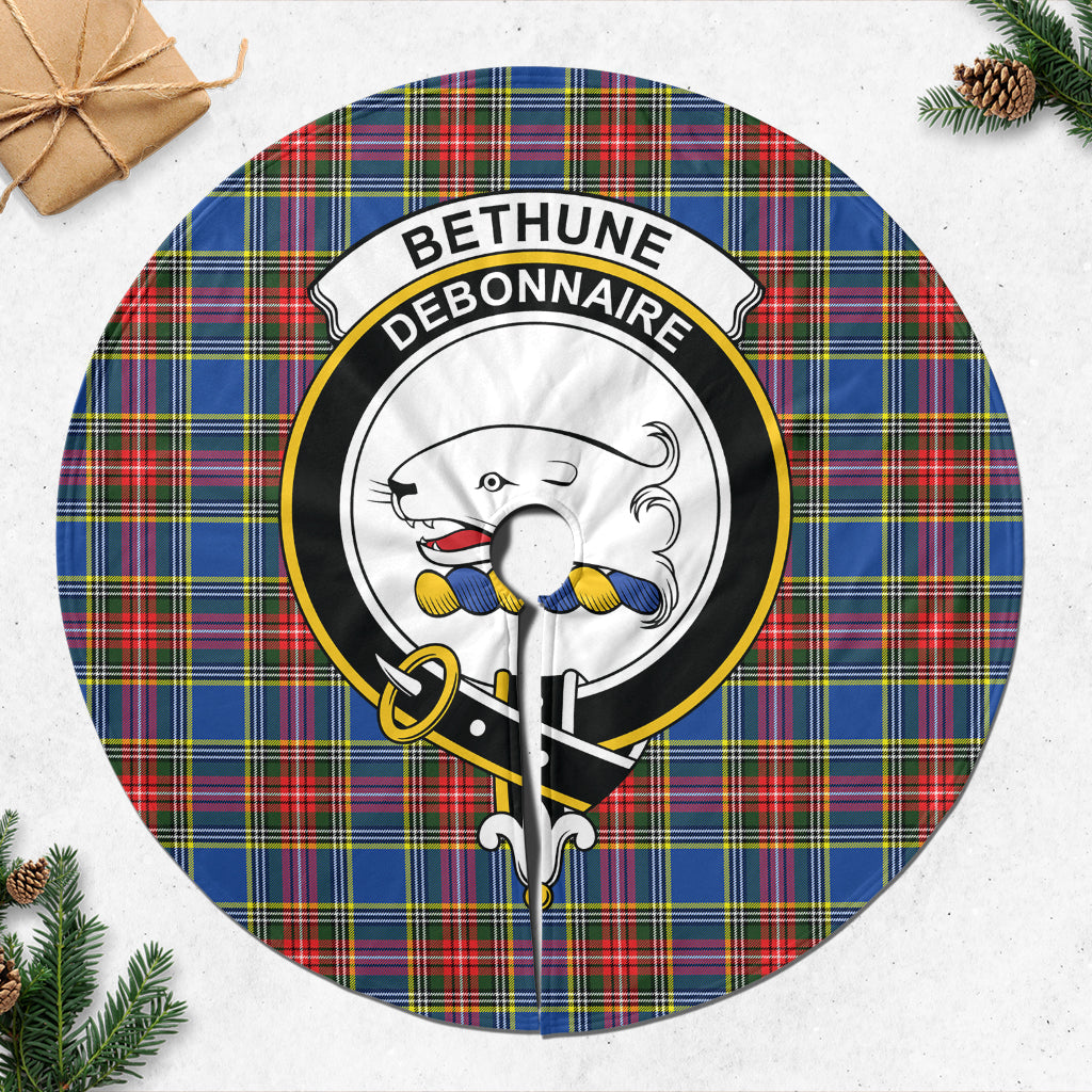 Bethune Tartan Christmas Tree Skirt with Family Crest - Tartanvibesclothing