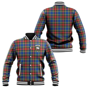 Bethune Tartan Baseball Jacket with Family Crest