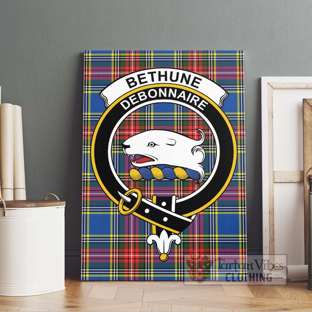Bethune Tartan Canvas Print Wall Art with Family Crest Without Frame - Tartan Vibes Clothing