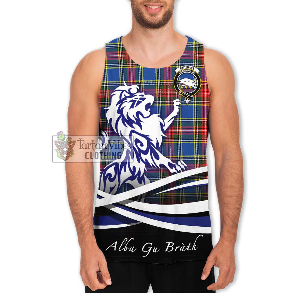 Bethune Tartan Men's Tank Top with Alba Gu Brath Regal Lion Emblem Men - Tartanvibesclothing Shop
