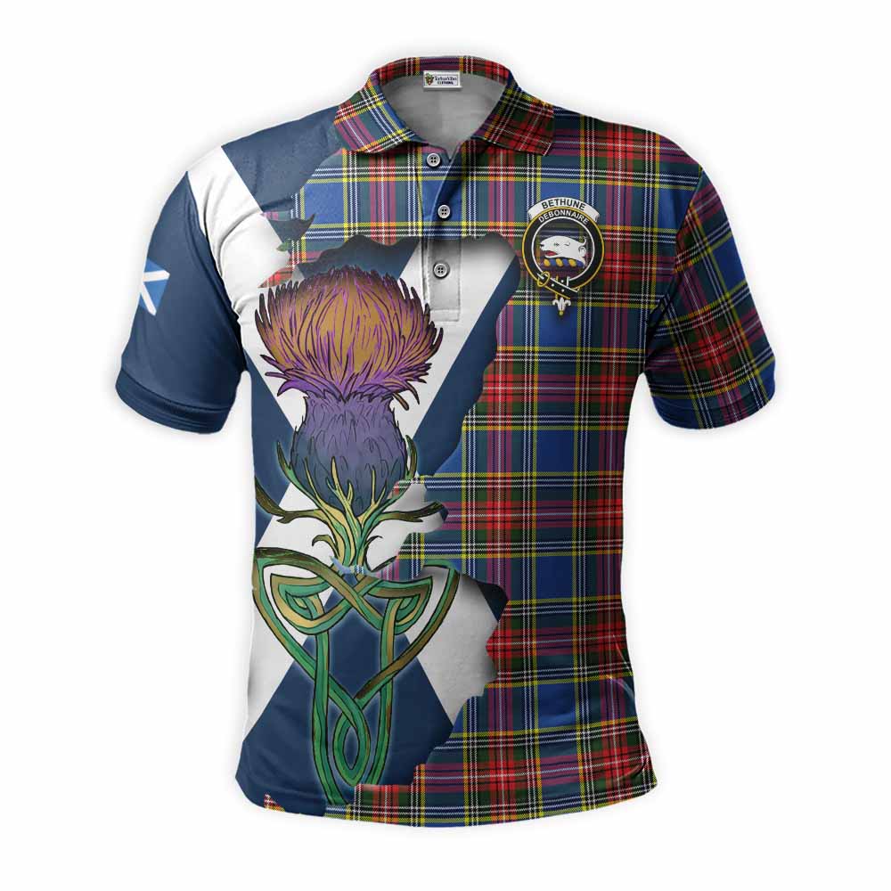 Tartan Vibes Clothing Bethune Tartan Family Crest Polo Shirt Scottish Thistle Celtic Inspired