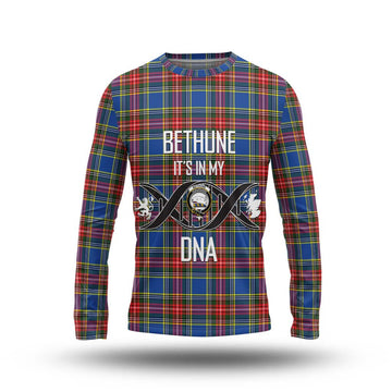 Bethune Tartan Long Sleeve T-Shirt with Family Crest DNA In Me Style Unisex - Tartanvibesclothing Shop