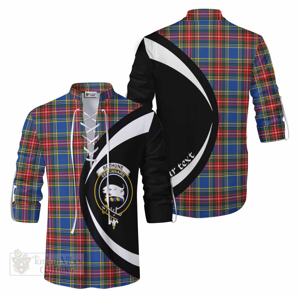 Tartan Vibes Clothing Bethune Tartan Ghillie Kilt Shirt with Family Crest Circle Style