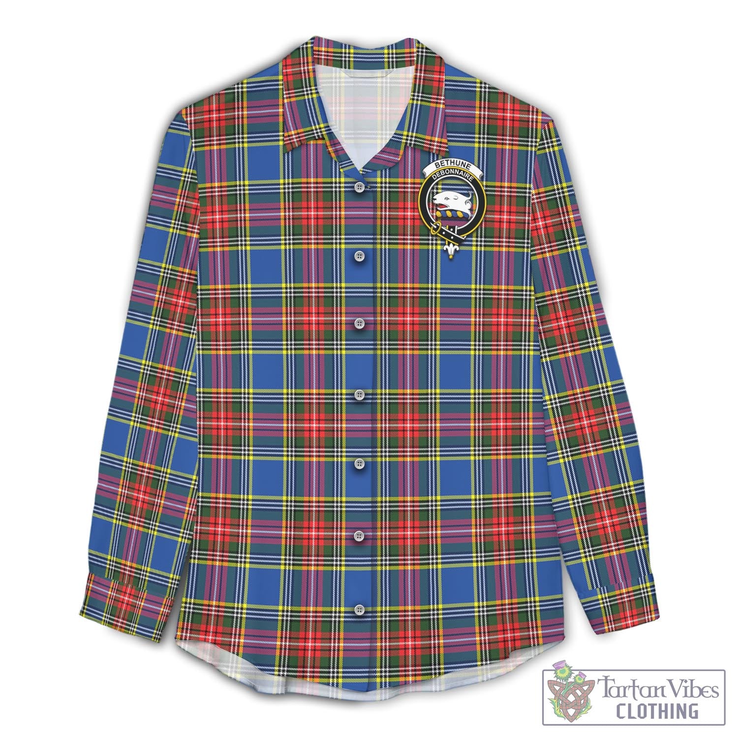 Tartan Vibes Clothing Bethune Tartan Womens Casual Shirt with Family Crest
