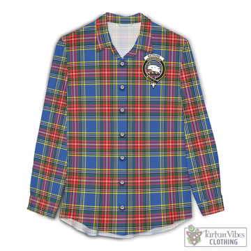 Bethune Tartan Women's Casual Shirt with Family Crest