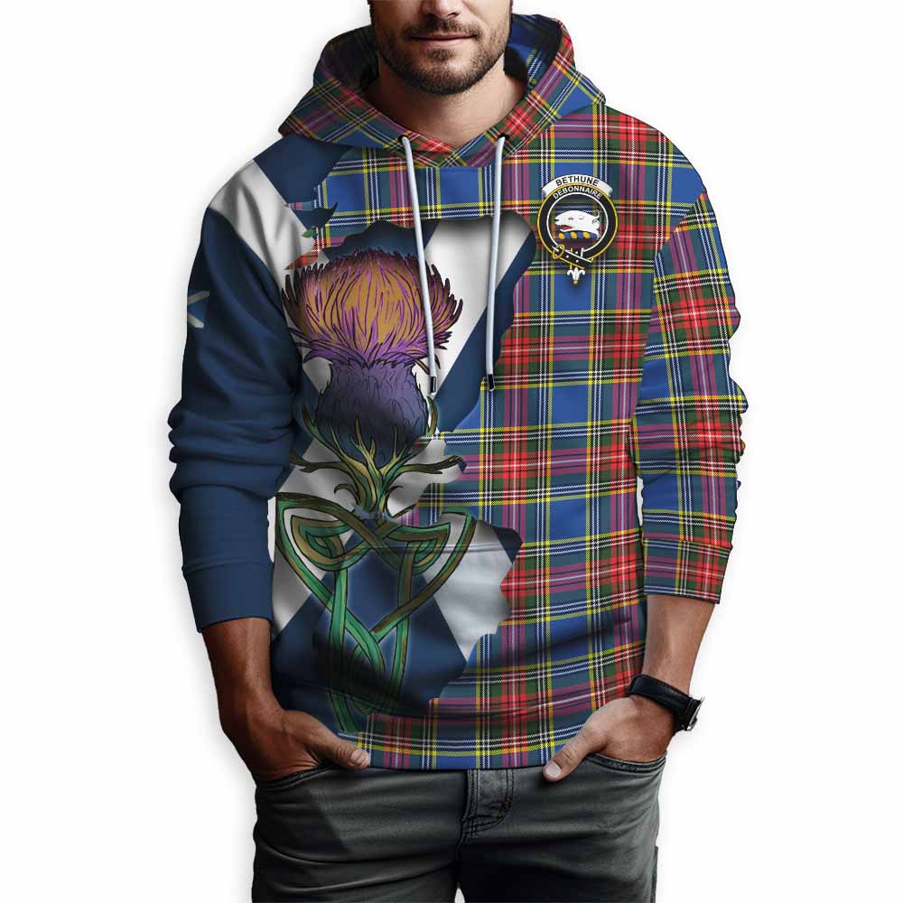 Tartan Vibes Clothing Bethune Tartan Family Crest Hoodie Scottish Thistle Celtic Inspired