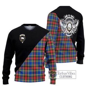 Bethune Tartan Knitted Sweater with Family Crest and Military Logo Style Unisex - Tartanvibesclothing Shop
