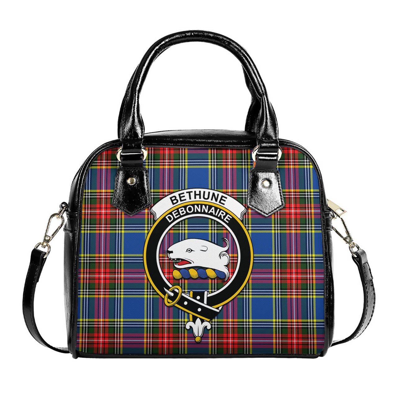 Bethune Tartan Shoulder Handbags with Family Crest One Size 6*25*22 cm - Tartanvibesclothing