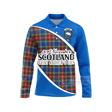 Tartan Vibes Clothing Bethune Family Crest Tartan Long Sleeve Polo Shirt Celebrate Saint Andrew's Day in Style