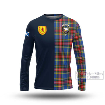 Tartan Vibes Clothing Bethune Tartan Long Sleeve T-Shirt with Scottish Lion Royal Arm Half Style